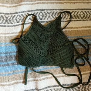 Green halter swim top